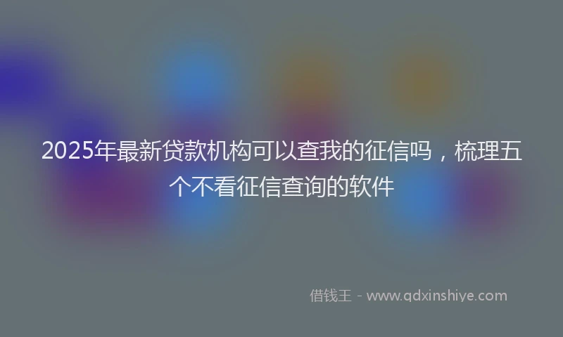 2025年最新贷款机构可以查我的征信吗，梳理五个不看征信查询的软件