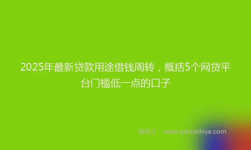 2025年最新贷款用途借钱周转，概括5个网贷平台门槛低一点的口子