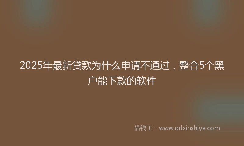 2025年最新贷款为什么申请不通过，整合5个黑户能下款的软件