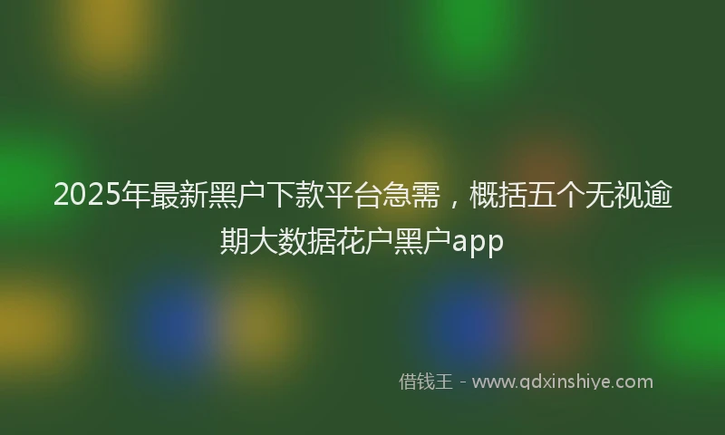 2025年最新黑户下款平台急需，概括五个无视逾期大数据花户黑户app