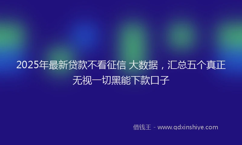 2025年最新贷款不看征信 大数据，汇总五个真正无视一切黑能下款口子