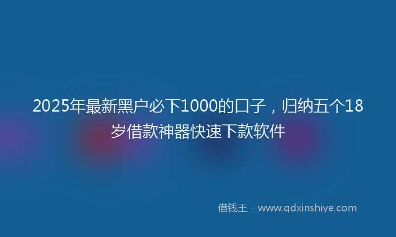 2025年最新黑户必下1000的口子，归纳五个18岁借款神器快速下款软件