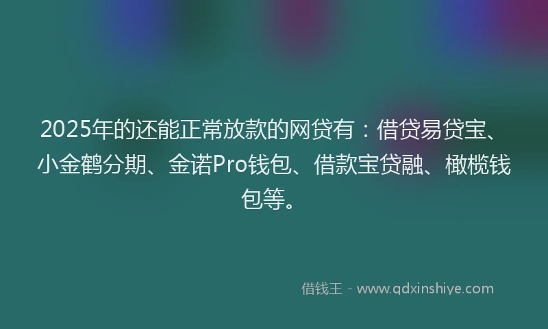 2025年的还能正常放款的网贷有：借贷易贷宝、小金鹤分期、金诺Pro钱包、借款宝贷融、橄榄钱包等。