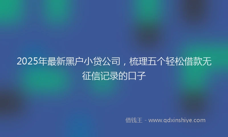 2025年最新黑户小贷公司，梳理五个轻松借款无征信记录的口子