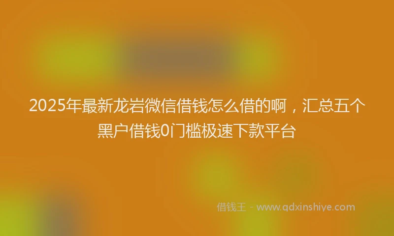 2025年最新龙岩微信借钱怎么借的啊，汇总五个黑户借钱0门槛极速下款平台