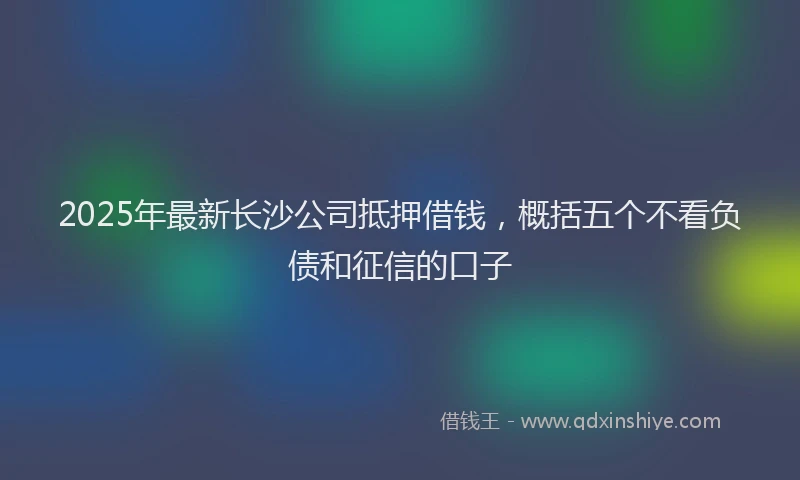 2025年最新长沙公司抵押借钱，概括五个不看负债和征信的口子