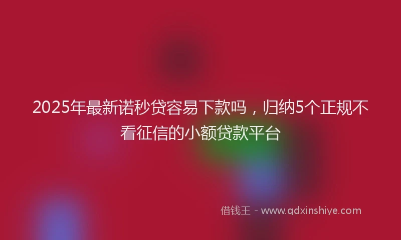 2025年最新诺秒贷容易下款吗，归纳5个正规不看征信的小额贷款平台