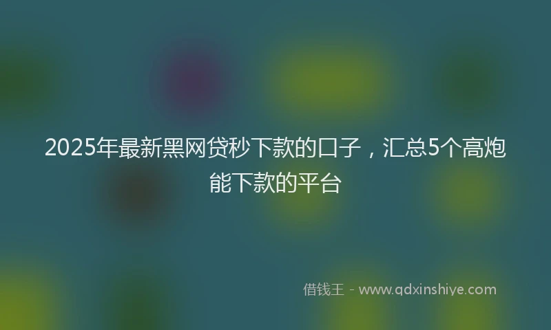 2025年最新黑网贷秒下款的口子，汇总5个高炮能下款的平台