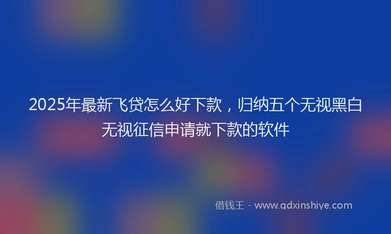 2025年最新飞贷怎么好下款，归纳五个无视黑白无视征信申请就下款的软件