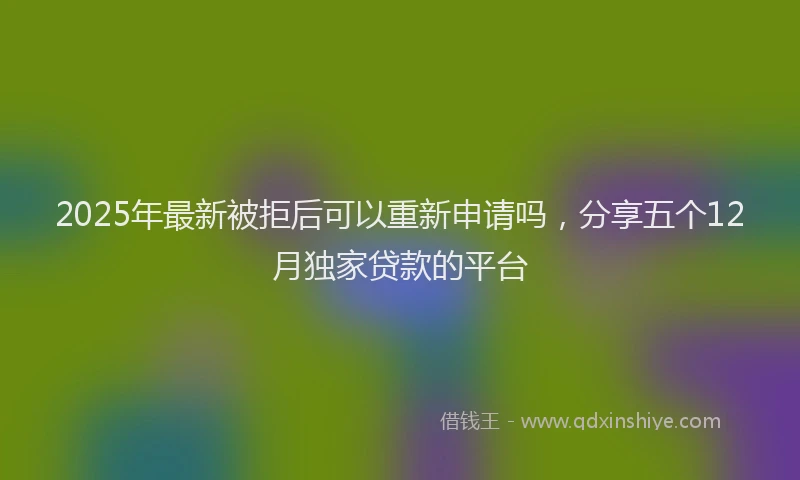 2025年最新被拒后可以重新申请吗，分享五个12月独家贷款的平台
