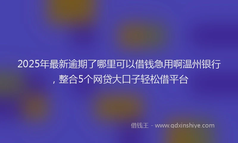 2025年最新逾期了哪里可以借钱急用啊温州银行，整合5个网贷大口子轻松借平台