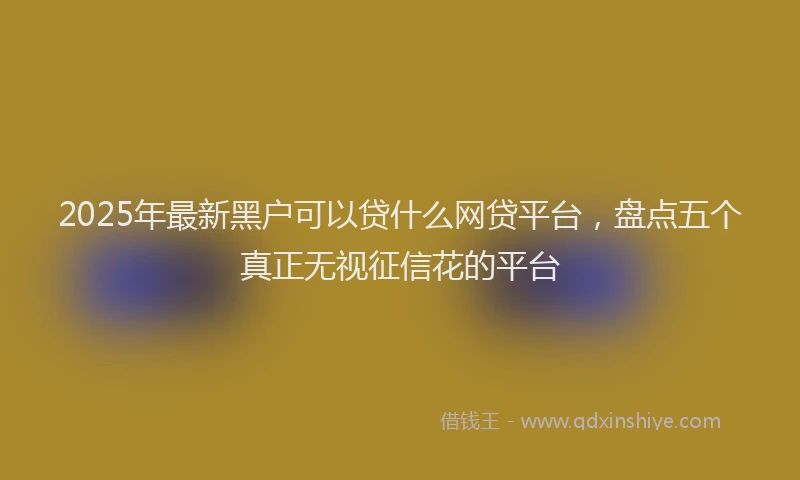 2025年最新黑户可以贷什么网贷平台，盘点五个真正无视征信花的平台