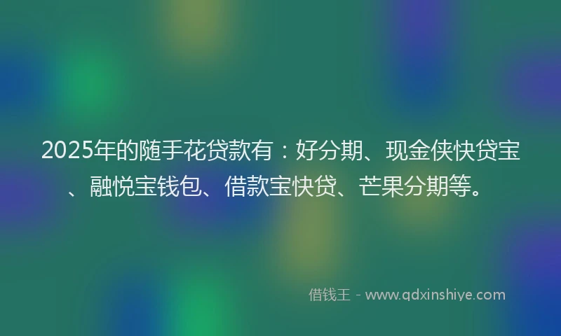 2025年的随手花贷款有：好分期、现金侠快贷宝、融悦宝钱包、借款宝快贷、芒果分期等。