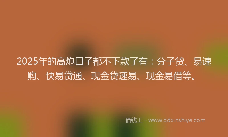 2025年的高炮口子都不下款了有：分子贷、易速购、快易贷通、现金贷速易、现金易借等。