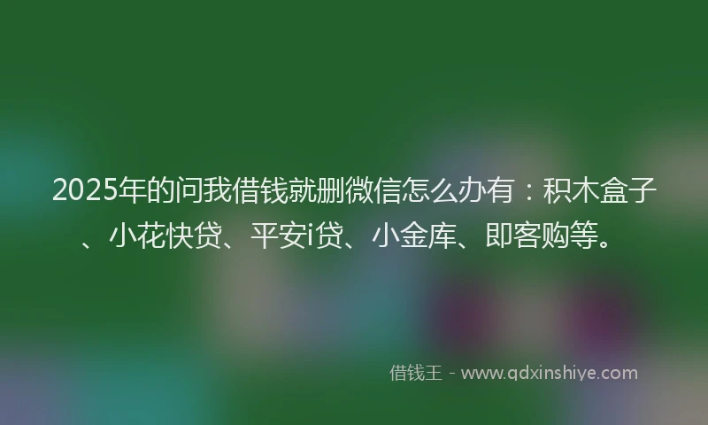2025年的问我借钱就删微信怎么办有：积木盒子、小花快贷、平安i贷、小金库、即客购等。