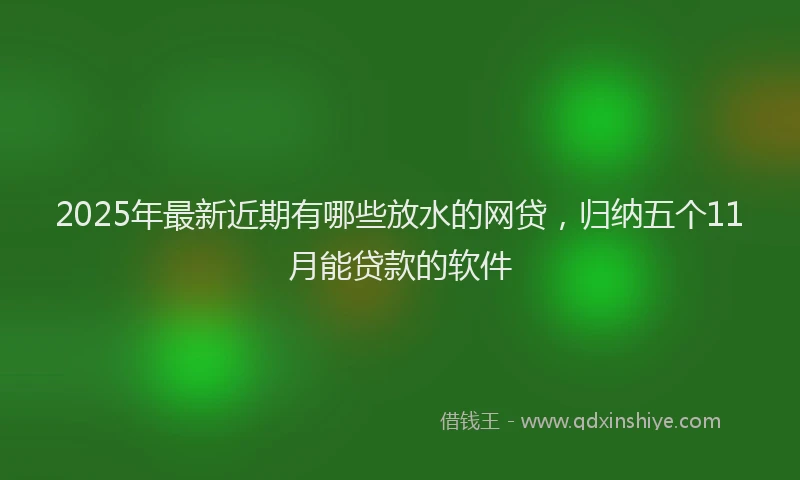 2025年最新近期有哪些放水的网贷，归纳五个11月能贷款的软件