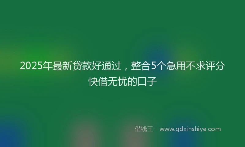 2025年最新贷款好通过，整合5个急用不求评分快借无忧的口子