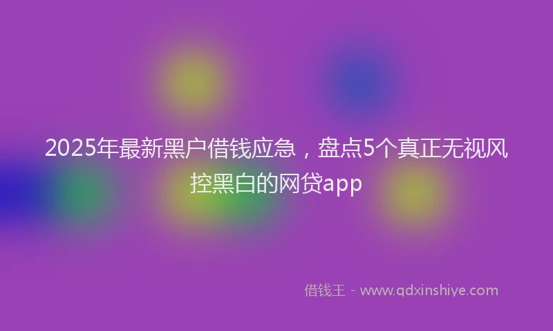 2025年最新黑户借钱应急，盘点5个真正无视风控黑白的网贷app