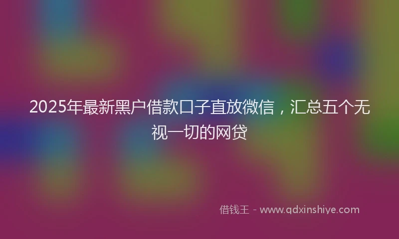 2025年最新黑户借款口子直放微信，汇总五个无视一切的网贷