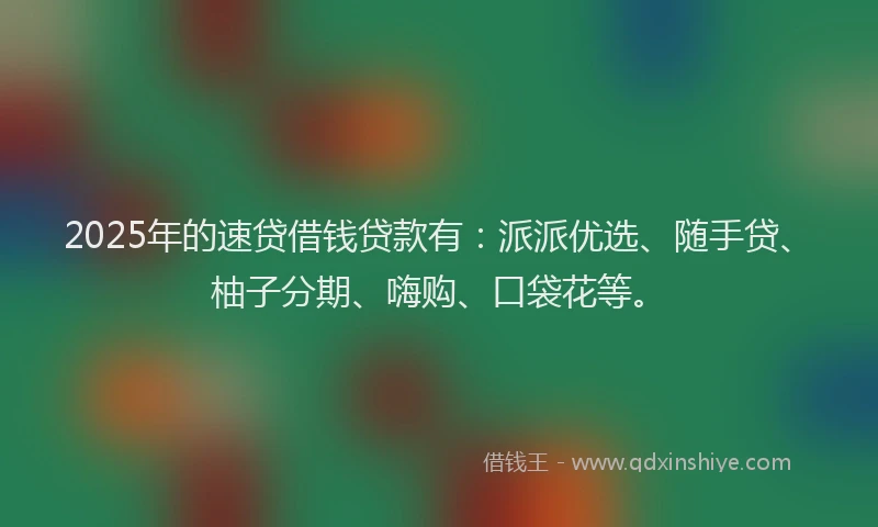 2025年的速贷借钱贷款有：派派优选、随手贷、柚子分期、嗨购、口袋花等。