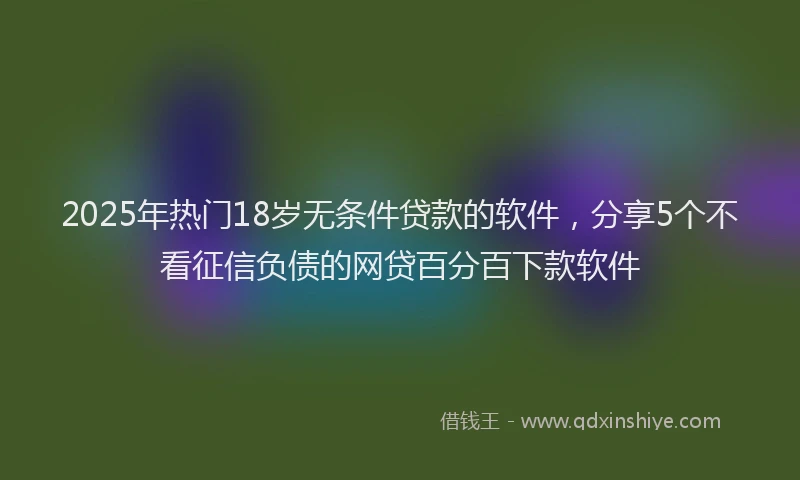 2025年热门18岁无条件贷款的软件，分享5个不看征信负债的网贷百分百下款软件