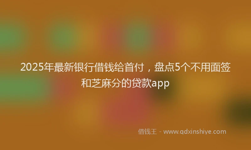 2025年最新银行借钱给首付，盘点5个不用面签和芝麻分的贷款app