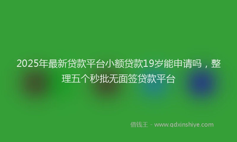 2025年最新贷款平台小额贷款19岁能申请吗，整理五个秒批无面签贷款平台