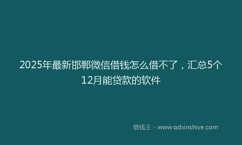 2025年最新邯郸微信借钱怎么借不了，汇总5个12月能贷款的软件