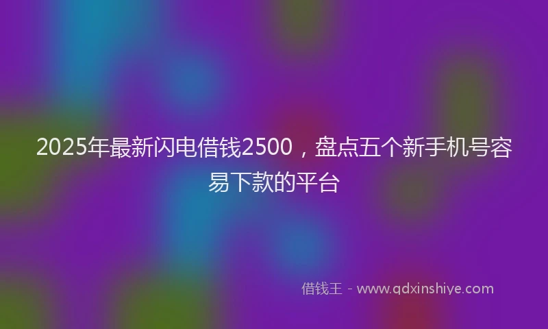 2025年最新闪电借钱2500，盘点五个新手机号容易下款的平台