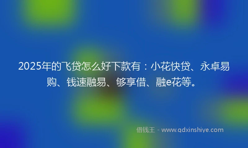2025年的飞贷怎么好下款有：小花快贷、永卓易购、钱速融易、够享借、融e花等。