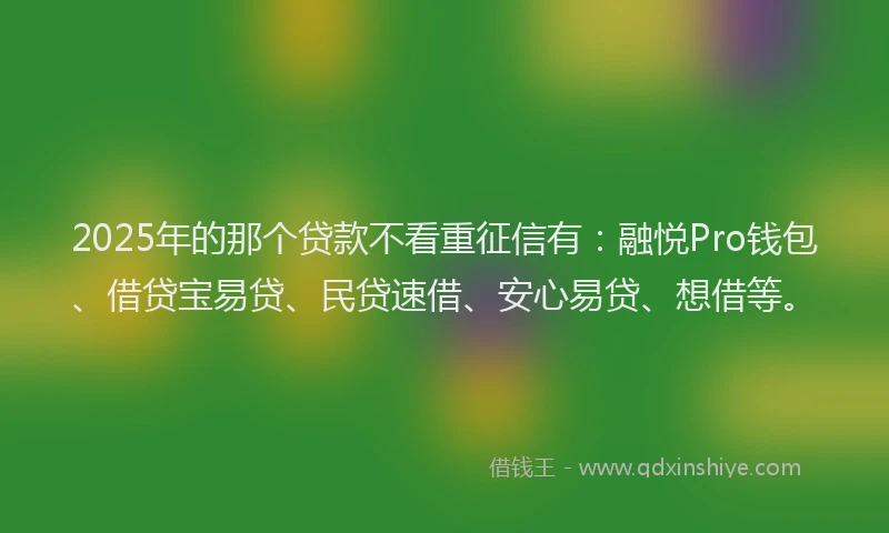 2025年的那个贷款不看重征信有：融悦Pro钱包、借贷宝易贷、民贷速借、安心易贷、想借等。