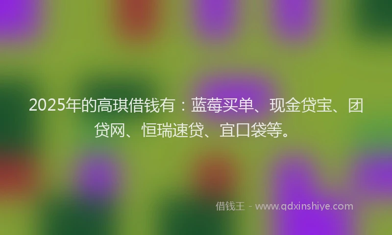 2025年的高琪借钱有：蓝莓买单、现金贷宝、团贷网、恒瑞速贷、宜口袋等。