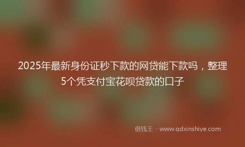 2025年最新身份证秒下款的网贷能下款吗，整理5个凭支付宝花呗贷款的口子
