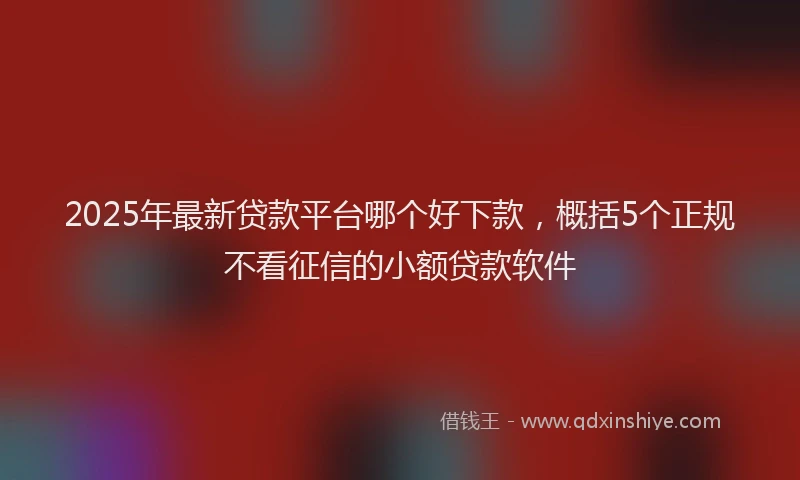 2025年最新贷款平台哪个好下款，概括5个正规不看征信的小额贷款软件