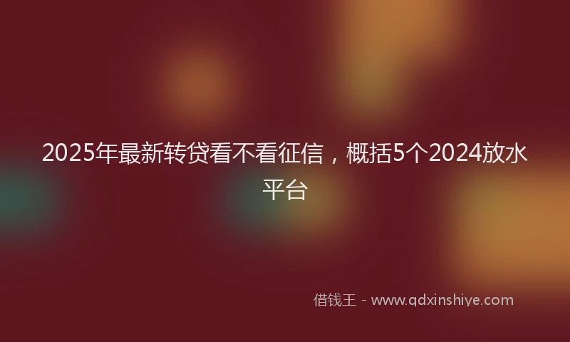 2025年最新转贷看不看征信，概括5个2024放水平台