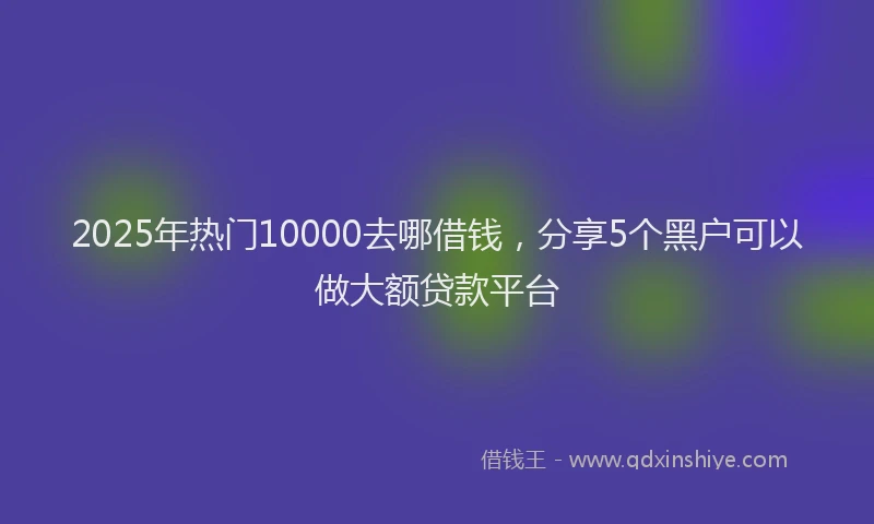 2025年热门10000去哪借钱，分享5个黑户可以做大额贷款平台