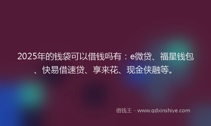 2025年的钱袋可以借钱吗有：e微贷、福星钱包、快易借速贷、享来花、现金侠融等。