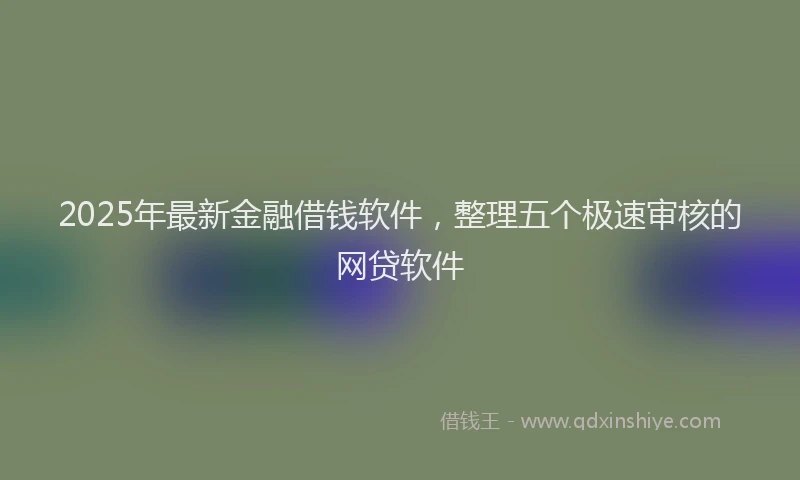 2025年最新金融借钱软件，整理五个极速审核的网贷软件