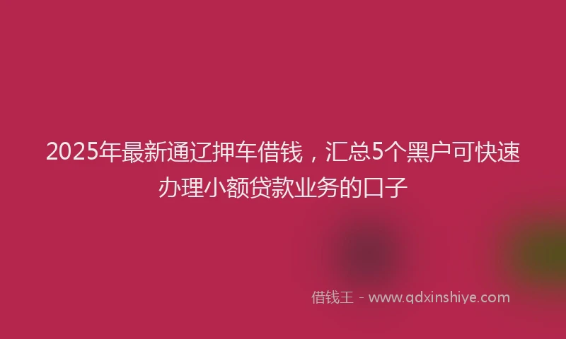 2025年最新通辽押车借钱，汇总5个黑户可快速办理小额贷款业务的口子