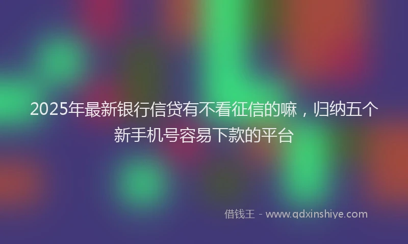 2025年最新银行信贷有不看征信的嘛，归纳五个新手机号容易下款的平台
