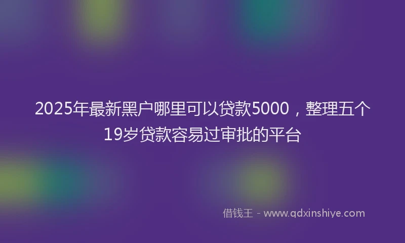 2025年最新黑户哪里可以贷款5000，整理五个19岁贷款容易过审批的平台