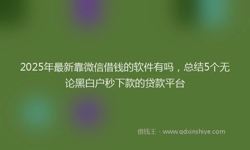 2025年最新靠微信借钱的软件有吗，总结5个无论黑白户秒下款的贷款平台