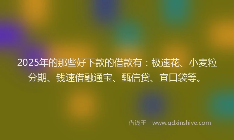 2025年的那些好下款的借款有：极速花、小麦粒分期、钱速借融通宝、甄信贷、宜口袋等。