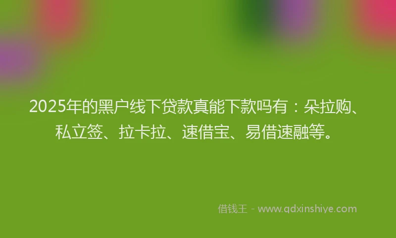 2025年的黑户线下贷款真能下款吗有：朵拉购、私立签、拉卡拉、速借宝、易借速融等。