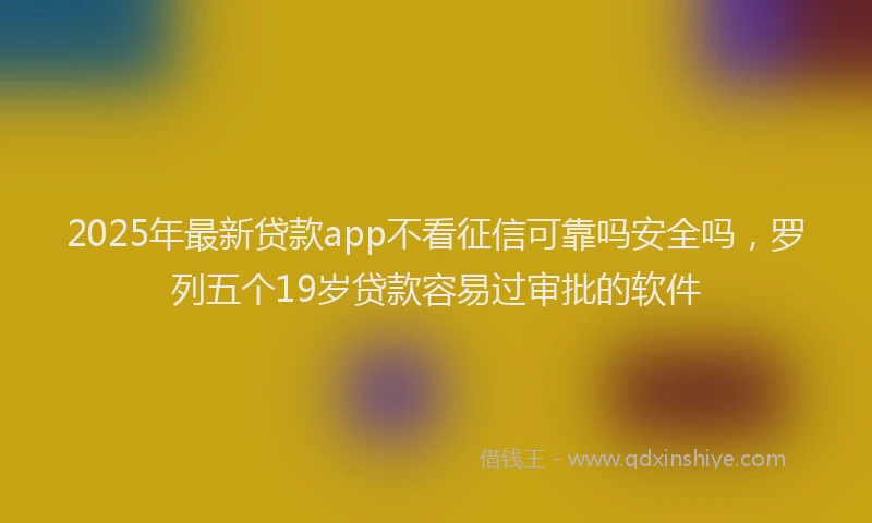 2025年最新贷款app不看征信可靠吗安全吗，罗列五个19岁贷款容易过审批的软件