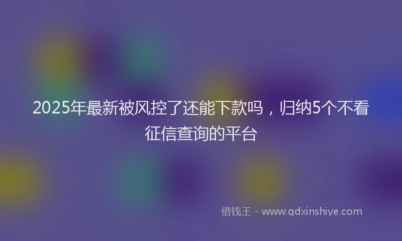 2025年最新被风控了还能下款吗，归纳5个不看征信查询的平台