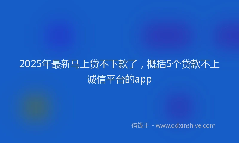 2025年最新马上贷不下款了，概括5个贷款不上诚信平台的app