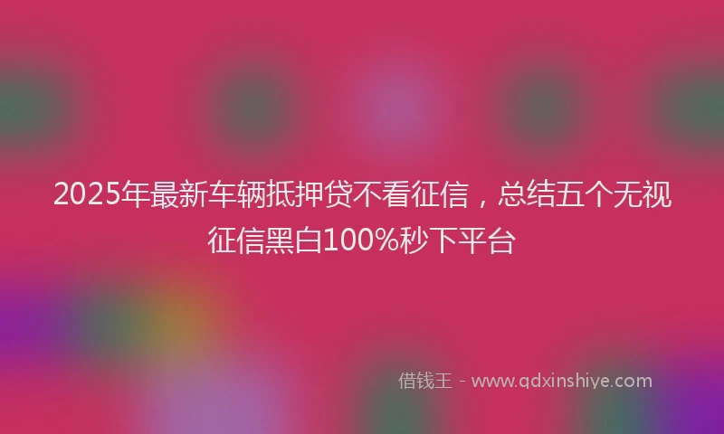 2025年最新车辆抵押贷不看征信，总结五个无视征信黑白100%秒下平台