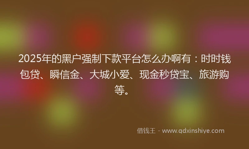 2025年的黑户强制下款平台怎么办啊有：时时钱包贷、瞬信金、大城小爱、现金秒贷宝、旅游购等。