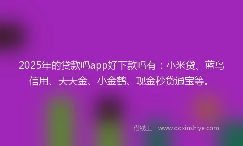 2025年的贷款吗app好下款吗有：小米贷、蓝鸟信用、天天金、小金鹤、现金秒贷通宝等。